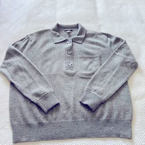JCrew cashmere polo heather grey XS
